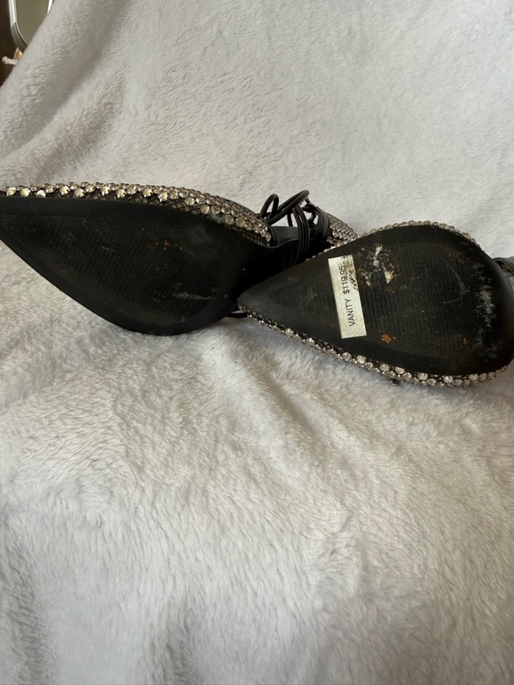 Steve Madden Vanity Mesh Crystal Embellished Black Lace-Up Stiletto Pump - Picture 12 of 12